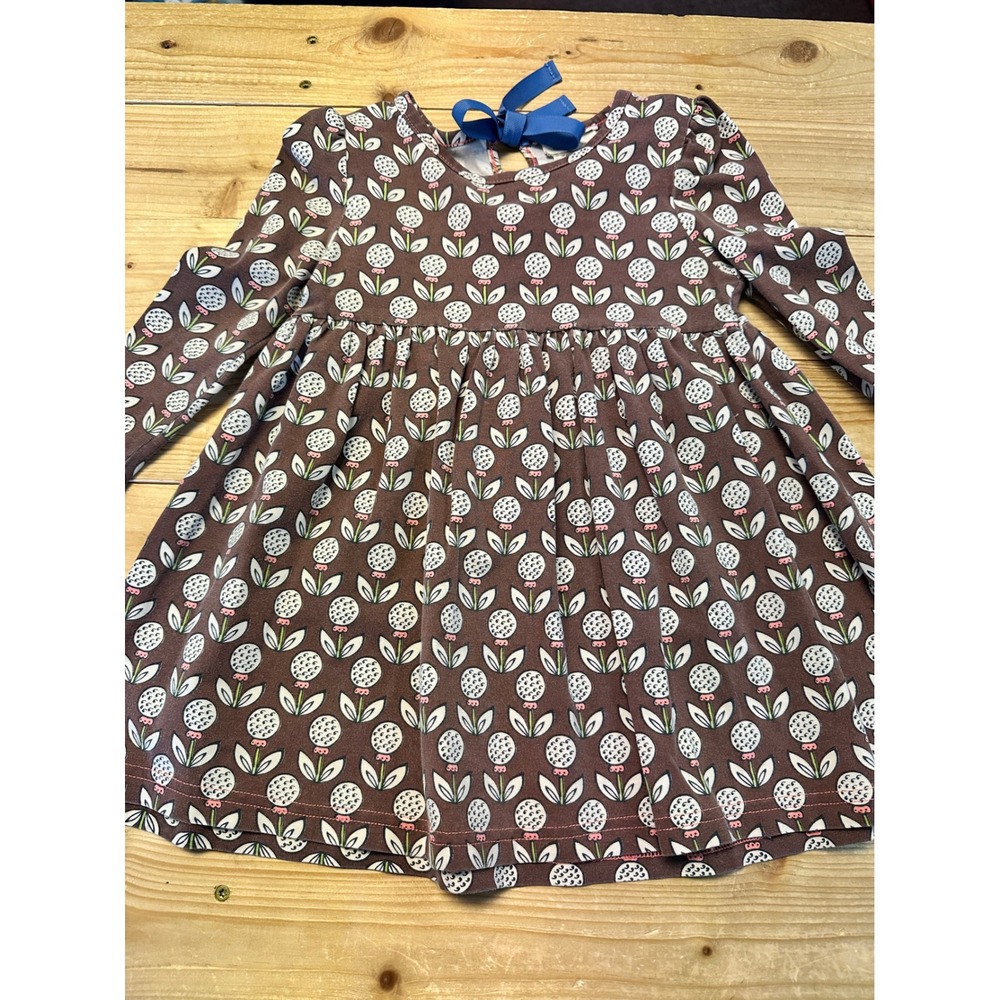 Matilda Jane Girls Brown Floral Seed Pod Print Long Sleeve Empireβ Waist Dress 2
